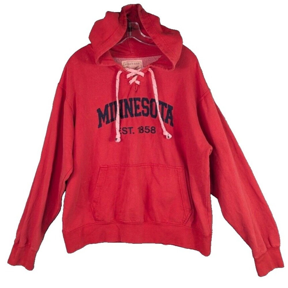 Vintage Vineyard Vines Hoodie Sweatshirt Men's Size M Red Athleisure Pockets